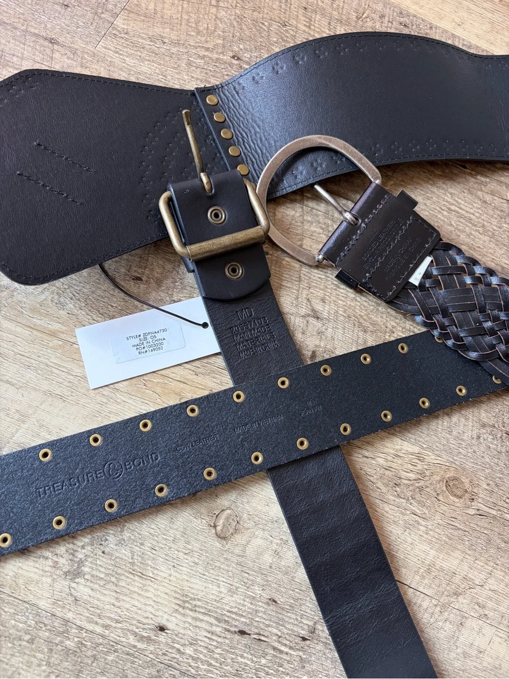 Four Item Chunky Studded Boho Belt Bundle Size Medium Festival Western Bohemian